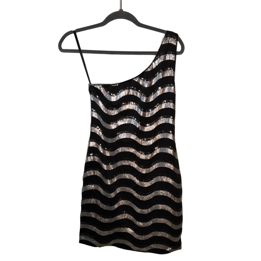 Zebra Print Black and Silver Sequin Dress
